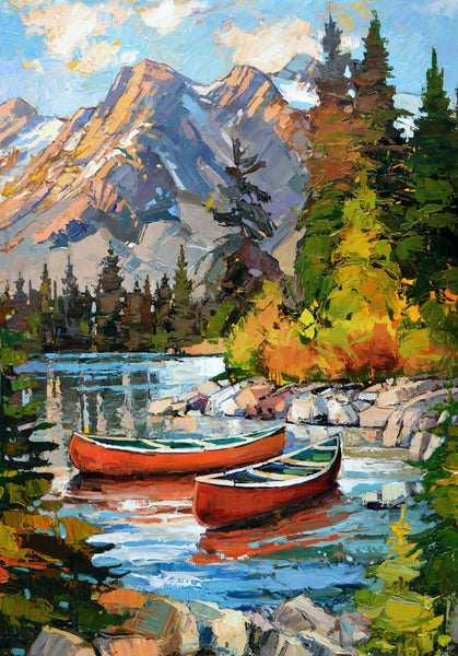 Northcott Canoe Lake DP29230 44 Blue Multi Canoe Lake 30" PANEL By The PANEL (Not Strictly By The Yard)