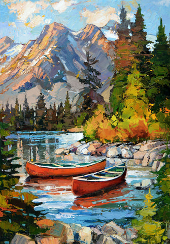 Northcott Canoe Lake DP29230 44 Blue Multi Canoe Lake 30" PANEL By The PANEL (Not Strictly By The Yard)