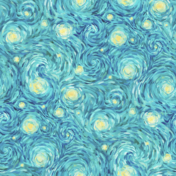 Northcott Starry Night DP29263 64 Teal Multi Night Sky By The Yard