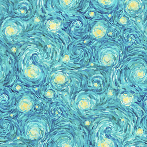 Northcott Starry Night DP29263 64 Teal Multi Night Sky By The Yard