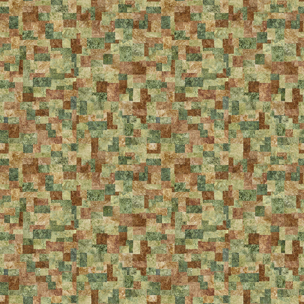 Northcott Stonehenge Organics DP29308 76 Dark Green Multi Squares By The Yard