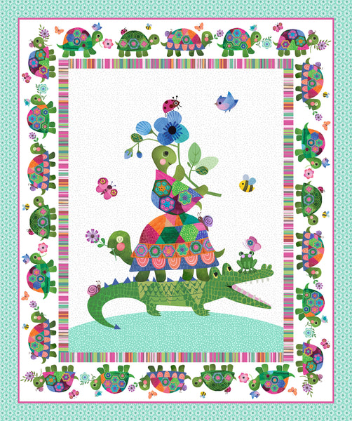 Northcott Topsy Turtles DP29315 10 White Multi 36" PANEL By The PANEL (Not Strictly By The Yard)