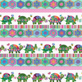 Northcott Topsy Turtles DP29316 10 White Multi Border Stripe By The Yard