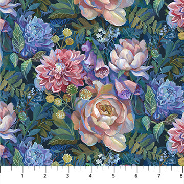 FIGO Elegance Digital DP90902 45 Navy Multi Floral By The Yard