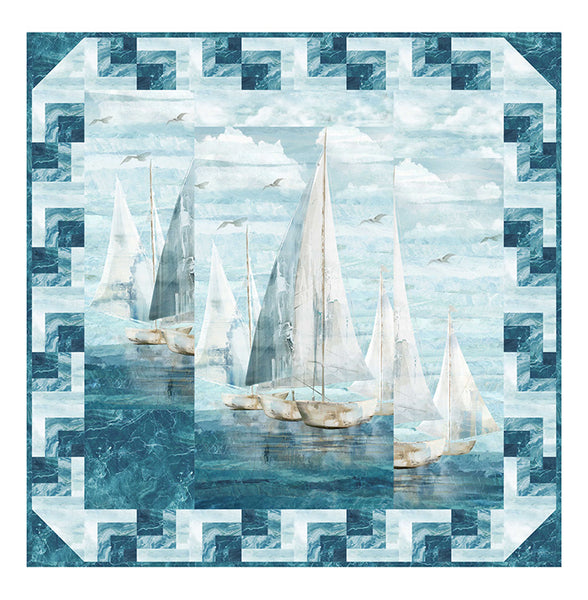 Northcott - Smooth Sailing DQ3591 Split Reflection Digital Shop Sample 50" x 50"