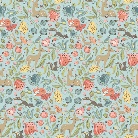 Poppie Cotton Wildwood Dwellings WW25101 Deer Meadow Light Teal By The Yard