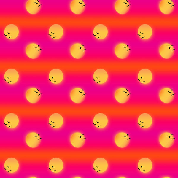 Blank Quilting Desert Bloom 2892 33 Orange Sunset With Birds By The Yard