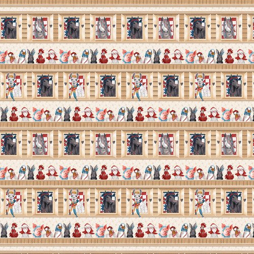 Blank Quilting Dressed Up On The Farm 3096 41 Ivory Far Border Stripe By The Yard