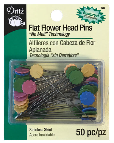 Dritz – Flache Blumenkopf-Nadeln, 50 Stück – Nr. 68 – gedämpft