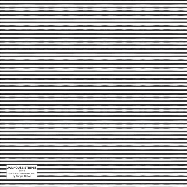 Poppie Cotton Jailhouse Stripes JS24283 Elvis Black By The Yard