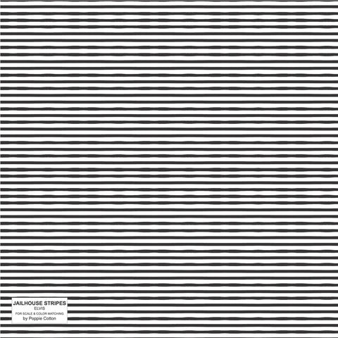 Poppie Cotton Jailhouse Stripes JS24283 Elvis Black By The Yard