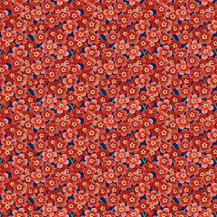 Henry Glass & Co. Enchanted Forest 1553 87 Red Packed Little Flowers By The Yard