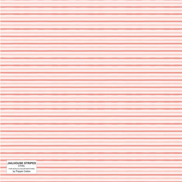 Poppie Cotton Jailhouse Stripes JS24285 Ethel Light Pink By The Yard