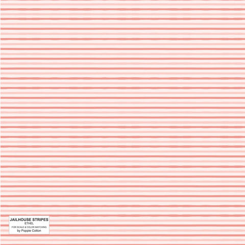 Poppie Cotton Jailhouse Stripes JS24285 Ethel Light Pink By The Yard