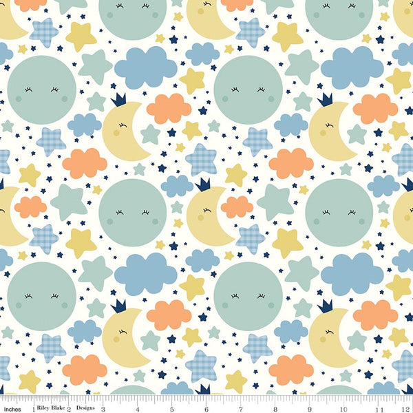 Riley Blake Love You To The Moon F18270 Multi Nighttime FLANNEL By The Yard