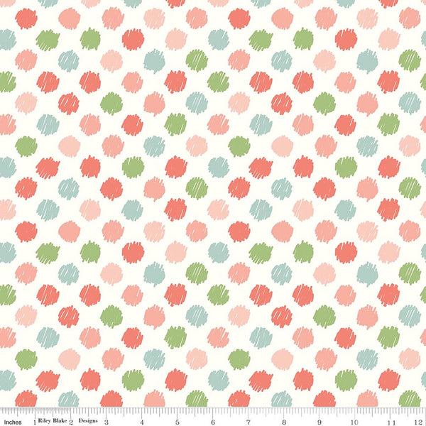 Riley Blake Love You To The Moon F18274 White Dots FLANNEL By The Yard