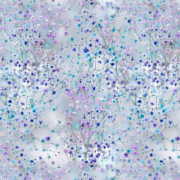 Timeless Treasures - Garden Delight CD2373 Ice Tiny Florals With Stem By The Yard