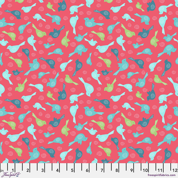 Free Spirit Snowy Weather FNSP015 Pink Large Snowbirds FLANNEL By The Yard