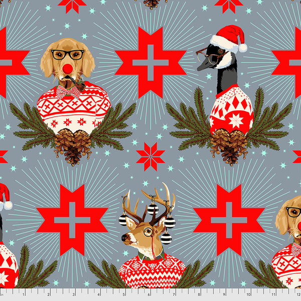 Free Spirit Holiday Homies FNTP001 Blue Spruce Buck Buck Goose FLANNEL By The Yard