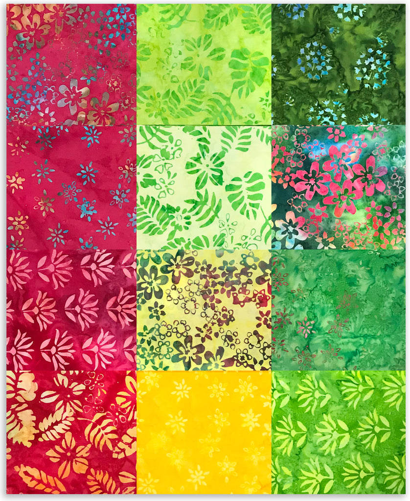 Anthology Batik Pre-Cut 12 Piece Fat Quarter Bundle - Bright Summer ...