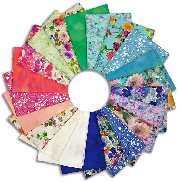 Clothworks Digital Pre-Cut 22 Piece Fat Quarter Bundle FQ0481 - Garden Fresh