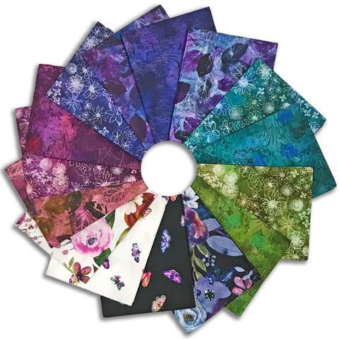 Clothworks Digital Pre-Cut 15 Piece Fat Quarter Bundle - FQ0476 - Midnight Dreams