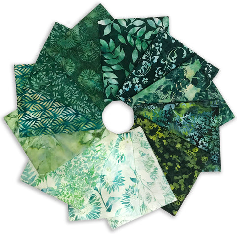 Matt's Select Pre-Cut 12 Piece Fat Quarter Batik Bundle - Green Acres