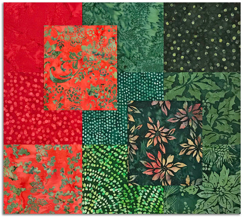 Hoffman Batiks Pre-Cut 11 Piece Fat Quarter Bundle - Holly Berries