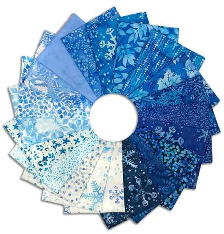 Hoffman Batiks Pre-Cut 20 Piece Fat Quarter Bundle - Blue Snowflakes