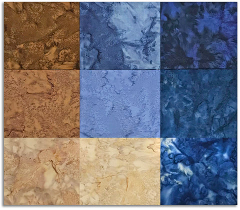 Matt's Hand-Cut Hoffman Batiks Pre-Cut 9 Piece Fat Quarter Bundle - Crater Lake