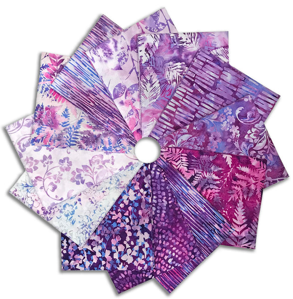 Matt's Hand-Cut Hoffman Batiks Pre-Cut 12 Piece Fat Quarter Bundle - Berry Bliss