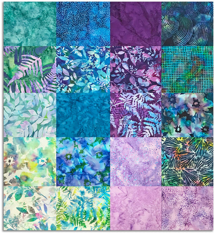 Matt's Hand-Cut Hoffman Batiks Pre-Cut 20 Piece Fat Quarter Bundle - Fresh Meadow