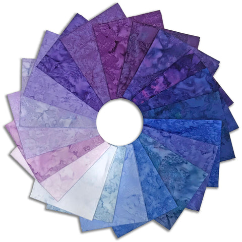 Matt's Pre-Cut 20 Piece Fat Quarter Bundle - Hoffman Watercolor Batiks - Iris Garden