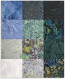 Matt's Pre-Cut 12 Piece Fat Quarter Bundle - Hoffman Watercolor Batiks - Cold Stone