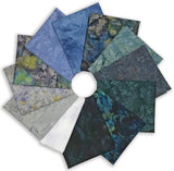 Matt's Pre-Cut 12 Piece Fat Quarter Bundle - Hoffman Watercolor Batiks - Cold Stone