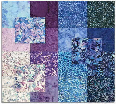 Matt's Cut Hoffman Batiks Pre-Cut 19 Piece Fat Quarter Bundle - Dragonflies At Dusk