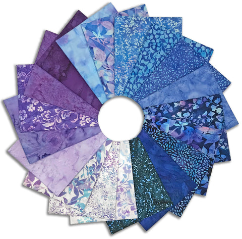 Hoffman Batiks Pre-Cut 19 Piece Fat Quarter Bundle - Dragonflies At Dusk