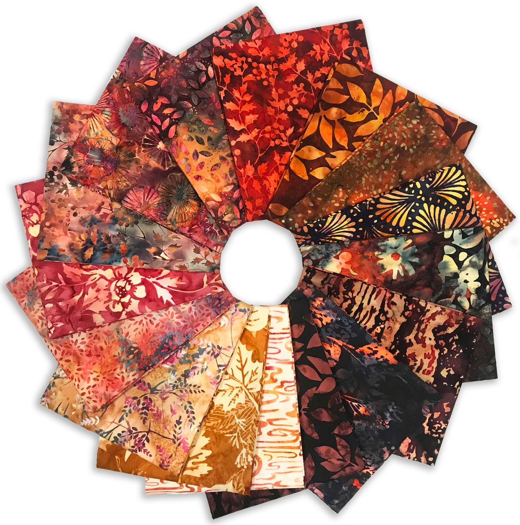 Hoffman Batiks Pre-Cut 16 Piece Fat Quarter Bundle - Ember