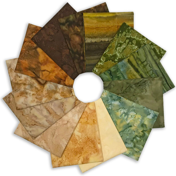 Matt's Pre-Cut 13 Piece Fat Quarter Bundle - Hoffman Watercolor Batiks - Forest Walk