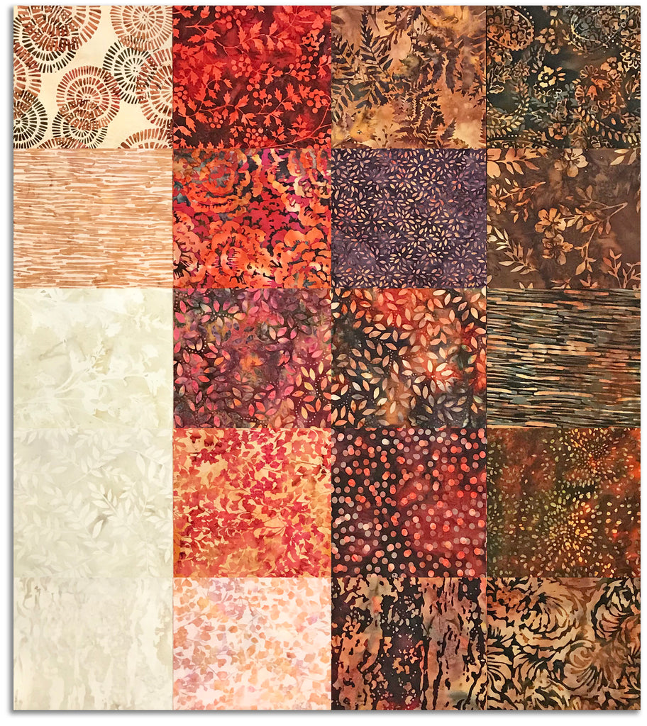 Hoffman Batiks Pre-Cut 20 Piece Fat Quarter Bundle - Special Spices ...