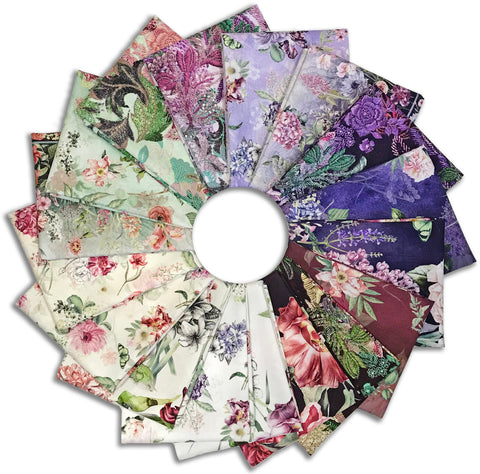 Hoffman Spectrum Print Pre-Cut 16 Piece Fat Quarter Bundle - Botanical Charm