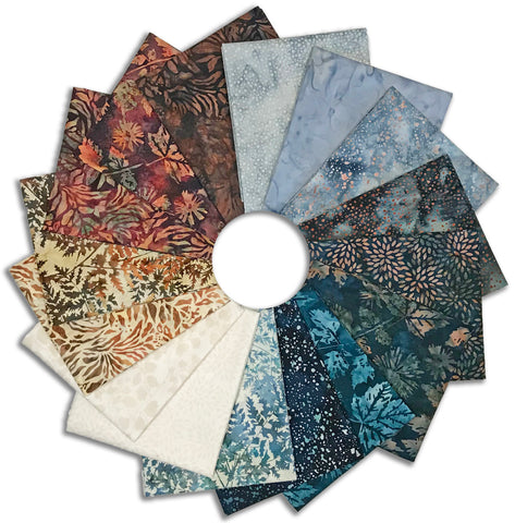 Matt's Hand-Cut Hoffman Batiks Pre-Cut 16 Piece Fat Quarter Bundle - Driftwood