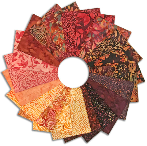 Matt's Hand-Cut Hoffman Batiks Pre-Cut 20 Piece Fat Quarter Bundle - Garnet Glow