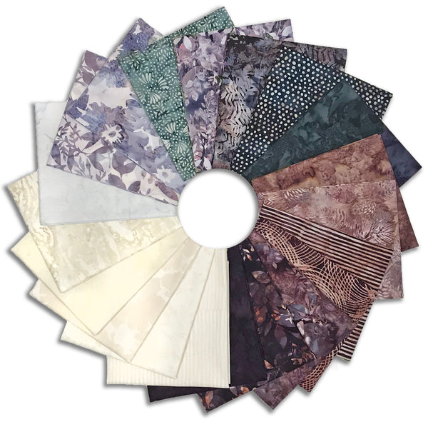 Matt's Hand-Cut Hoffman Batiks Pre-Cut 20 Piece Fat Quarter Bundle - Skipping Rocks