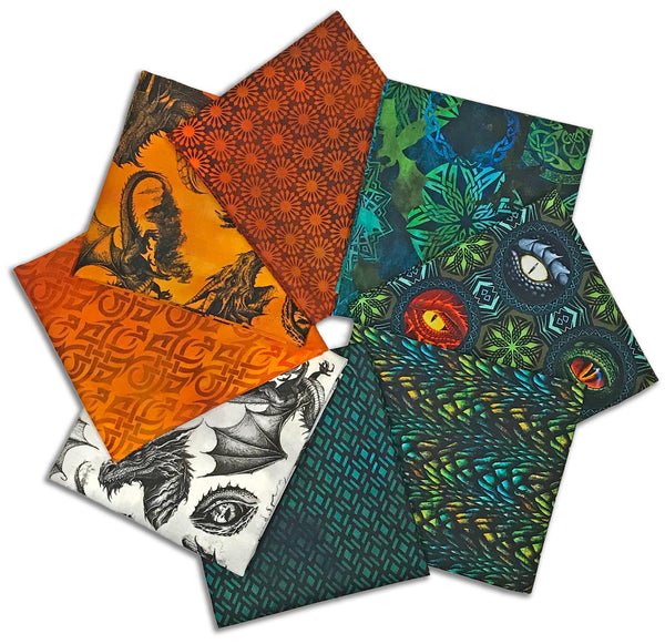 Matt's In The Beginning Pre-Cut 8 Piece Fat Quarter Bundle - Dragons - Emerald Reign