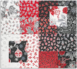 Jordan Fabrics Pre-Cut 18 Piece Fat Quarter Bundle - Christmas Blossom - Silver Poinsettia