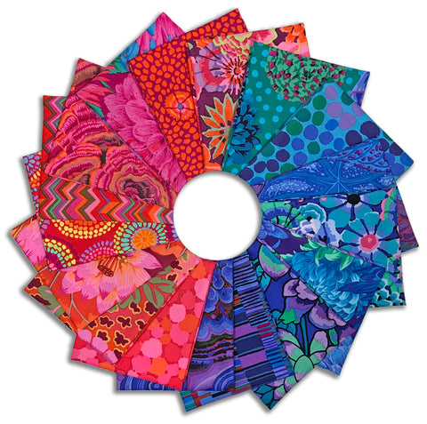 Matt's Pre-Cut Kaffe Fassett 17 Piece Fat Quarter Bundle - Red/Blue