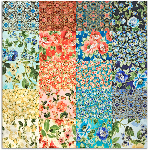 Kaufman Pre-Cut 20 Piece Fat Quarters 2161 20 - Decadent Garden