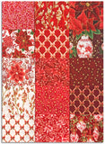 Kaufman Pre-Cuts 15 Piece Fat Quarter Bundle - 2140 15 - Holiday Flourish: Festive Finery - CANDY CANE