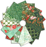 Kaufman Pre-Cuts 15 Piece Fat Quarter Bundle - 2144 15 - Holiday Flourish: Festive Finery - SPEARMINT